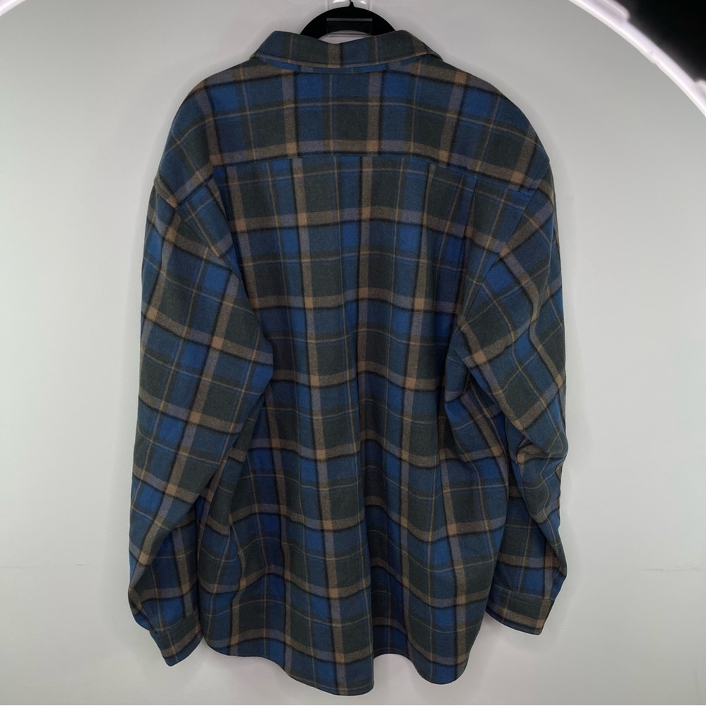 Pendleton Men's Blue Plaid Button-Up Wool Shirt - Picture 5 of 6